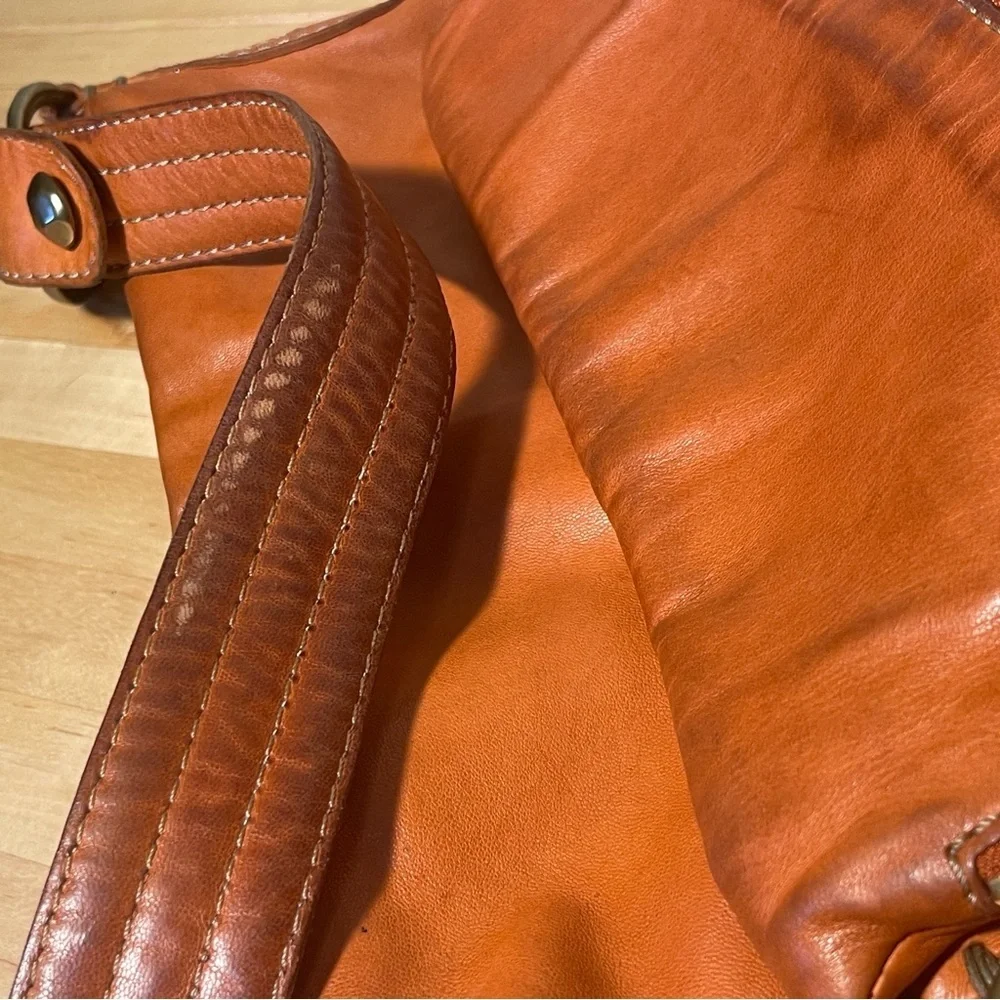 49 Square Miles Orange Leather Hobo Bag Soft Leather Shoulder Purse Artisan Hand